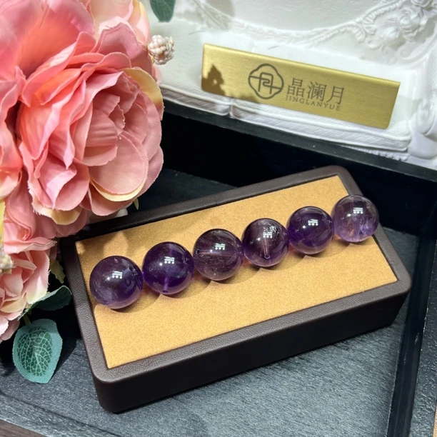 【晶澜月】Z264天然水晶 紫水晶通孔单珠 多样性发其一
