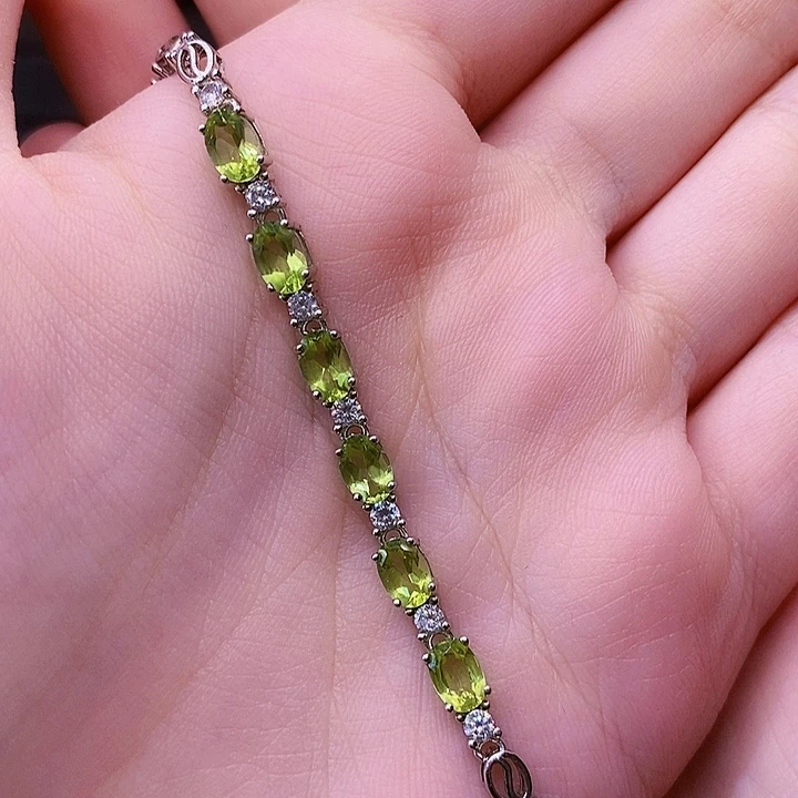 银S925镶嵌手链橄榄石