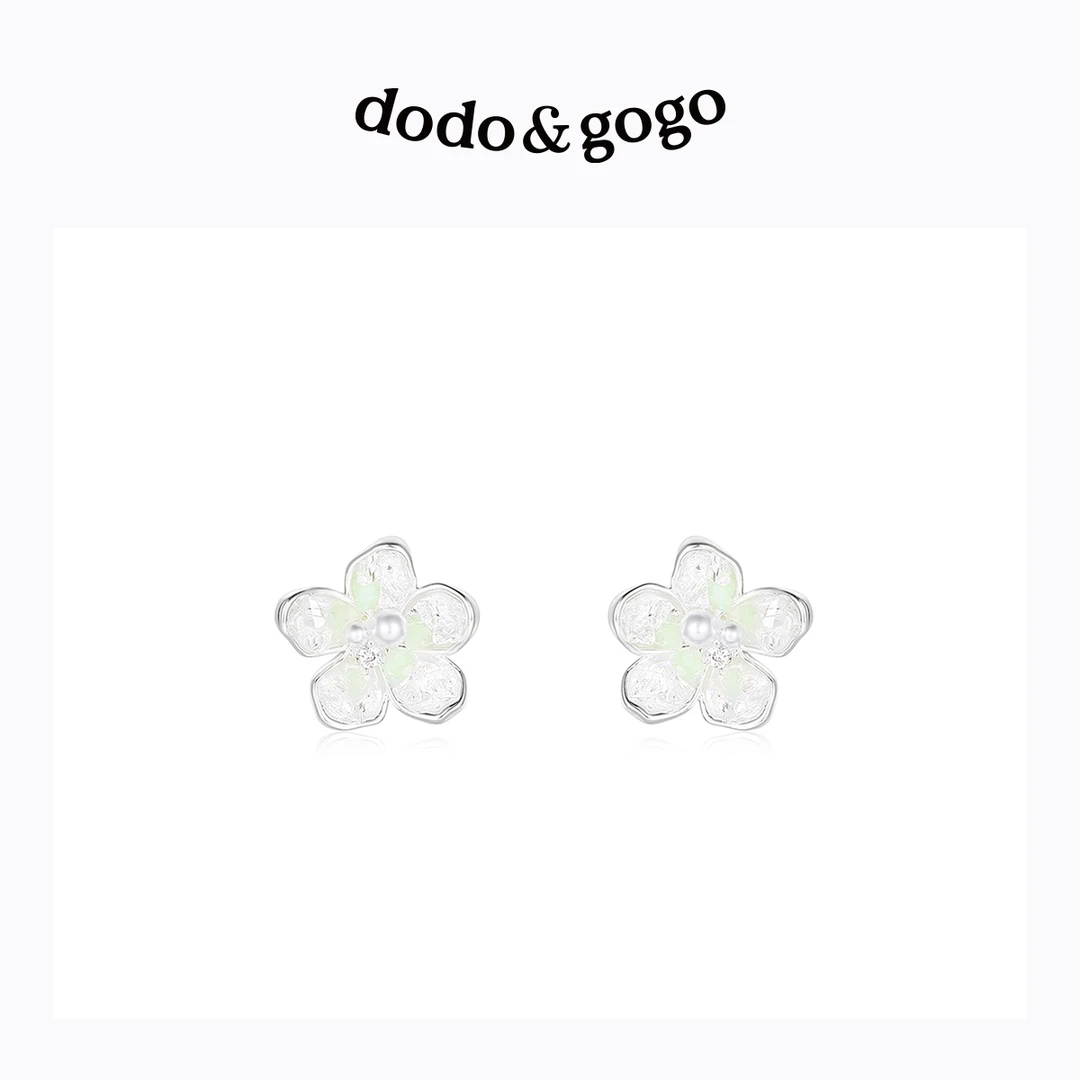 合金合成锆石耳饰 DODOGOGO清绿花朵耳钉多巴胺糖果色耳环耳饰