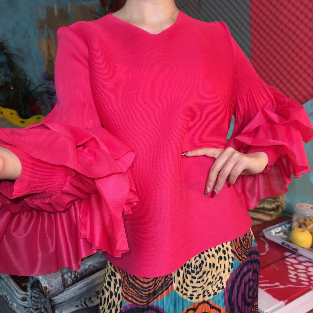 欧洲站20春秋新款压褶纹理感宽松舒适均码褶皱上衣T恤JJ1907