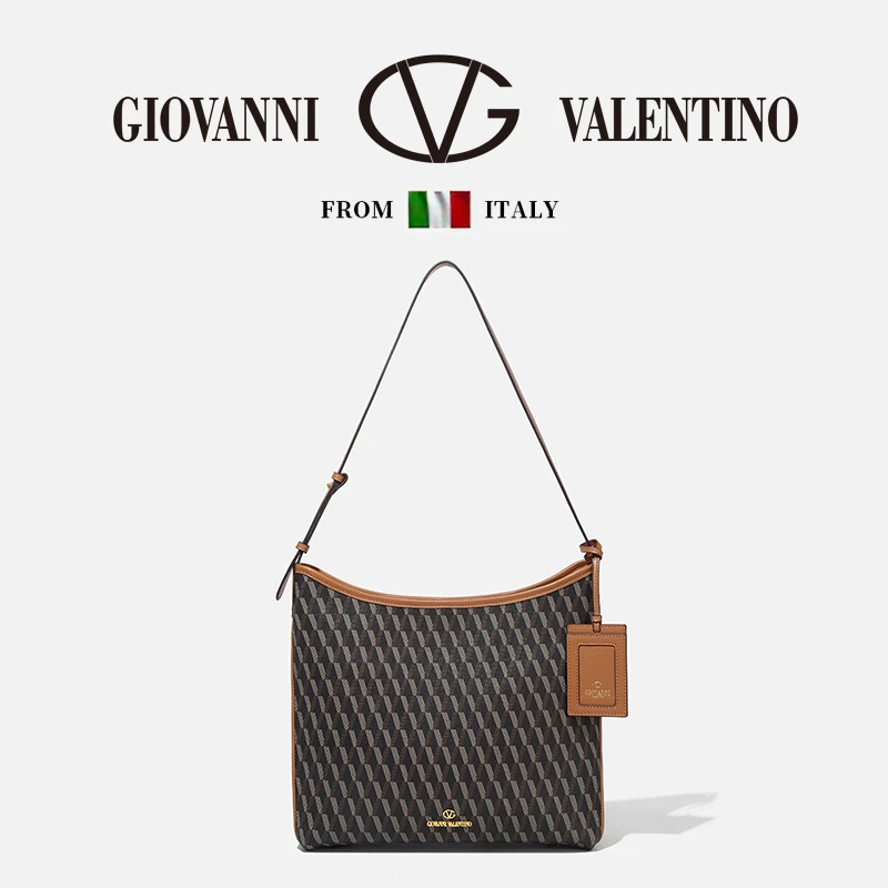 GIOVANNI VALENTINO/卓凡尼·华伦天奴印花金标单肩手提大托特包
