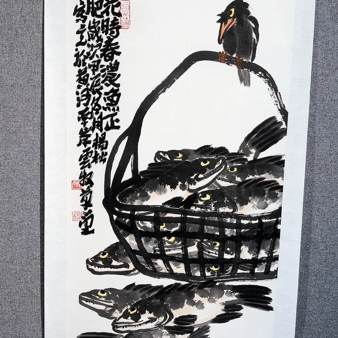 国画红袍画院手绘作品