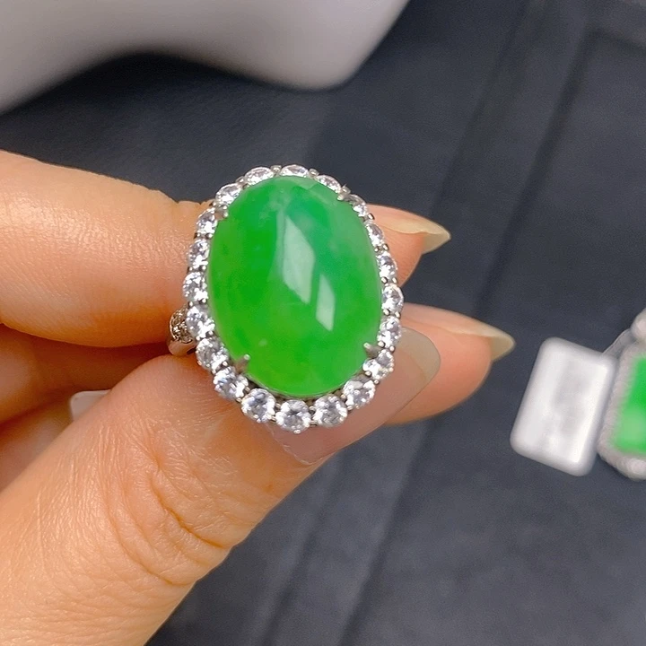 翡翠银S925镶嵌戒指