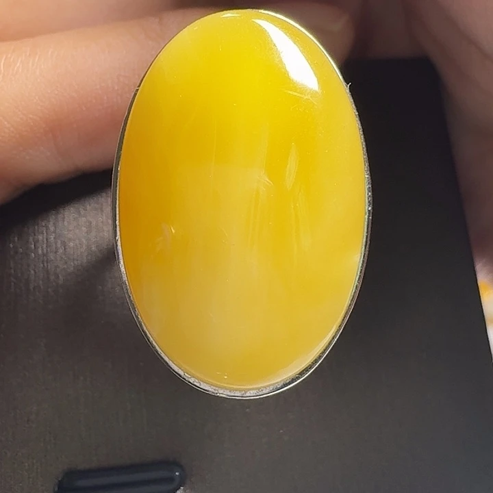 蜜蜡银S925镶嵌戒指戒指