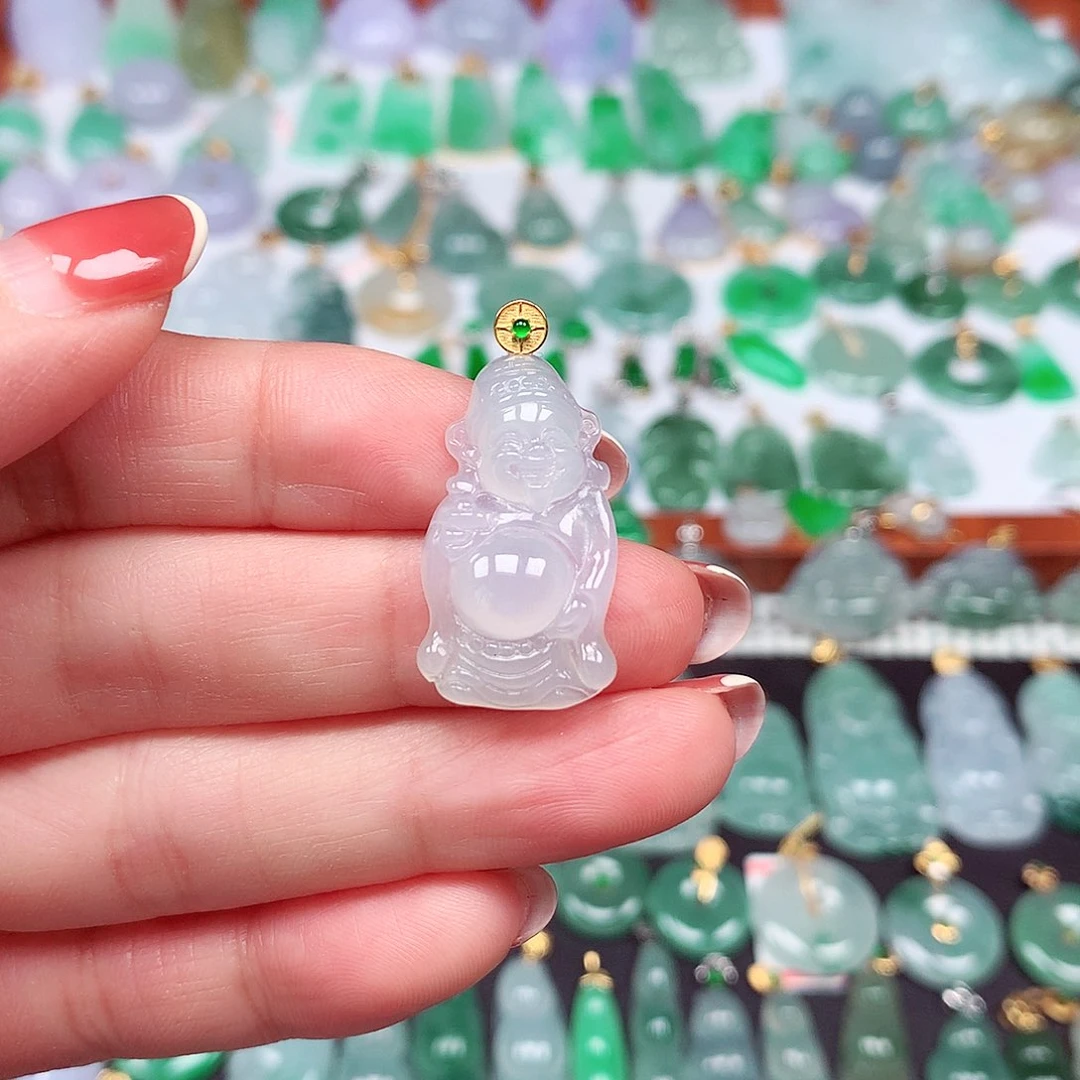 翡翠颈饰18K金镶嵌天然翡翠A货