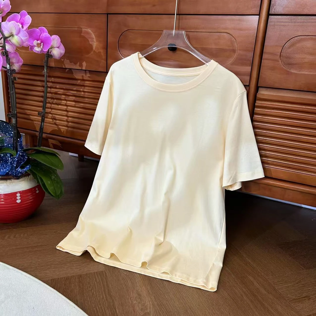 小静折扣~S105  春装圆领纯色舒适透气基础百搭短袖T恤（卡码拍大）