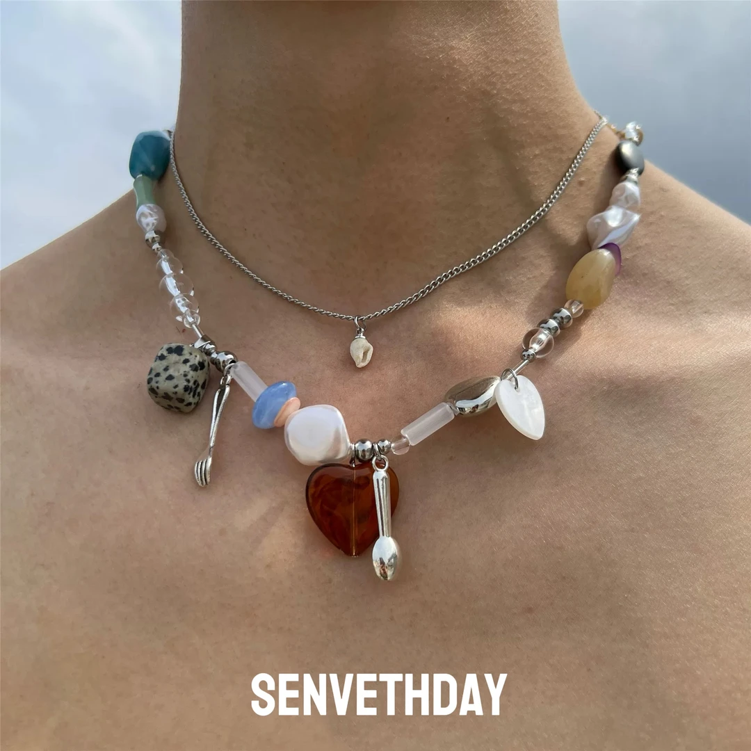 Senveth Day 铜合金项链 拾忆双层项链时尚复古小众叠戴甜美