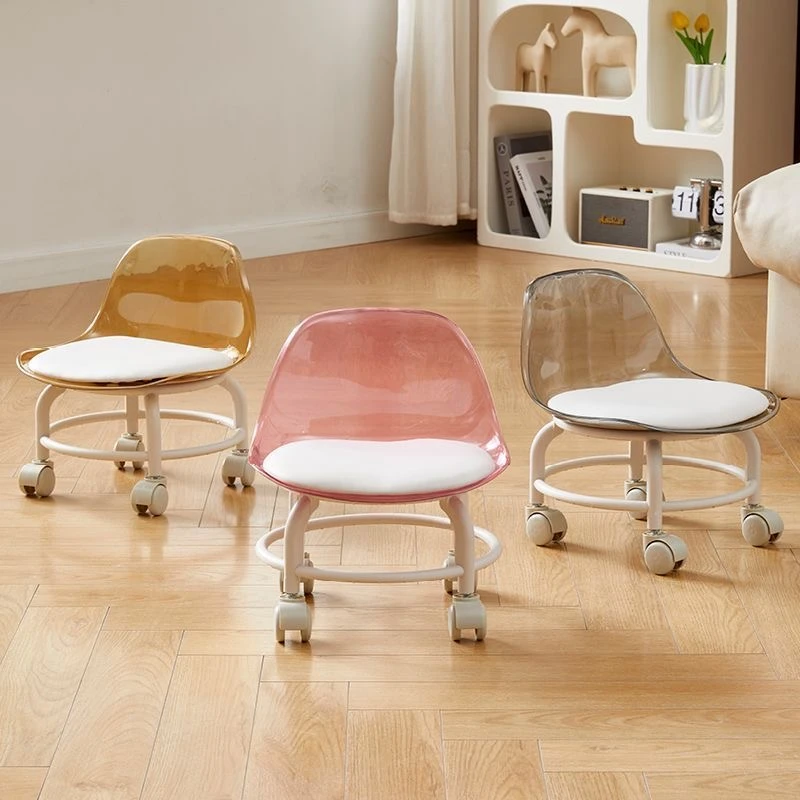 儿童滑轮椅透明亚克力小凳子椅子带万向轮带娃神奇多功能换鞋凳