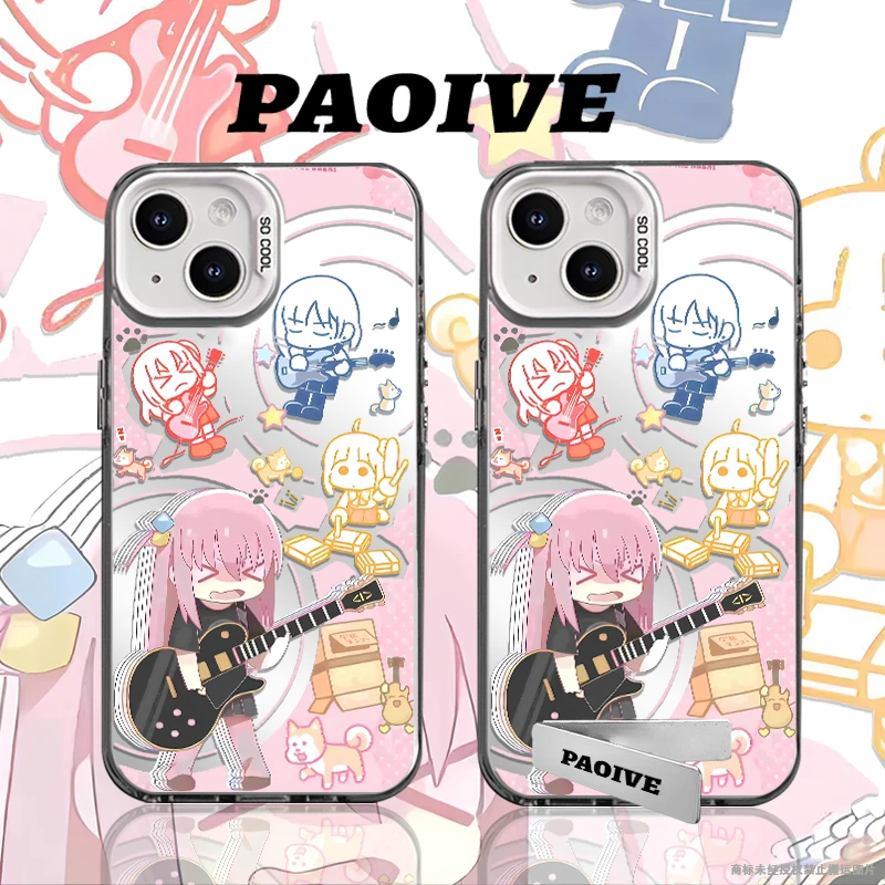 适用苹果华为vivo一加iPhone14小米三星孤独摇滚防摔彩银手机壳