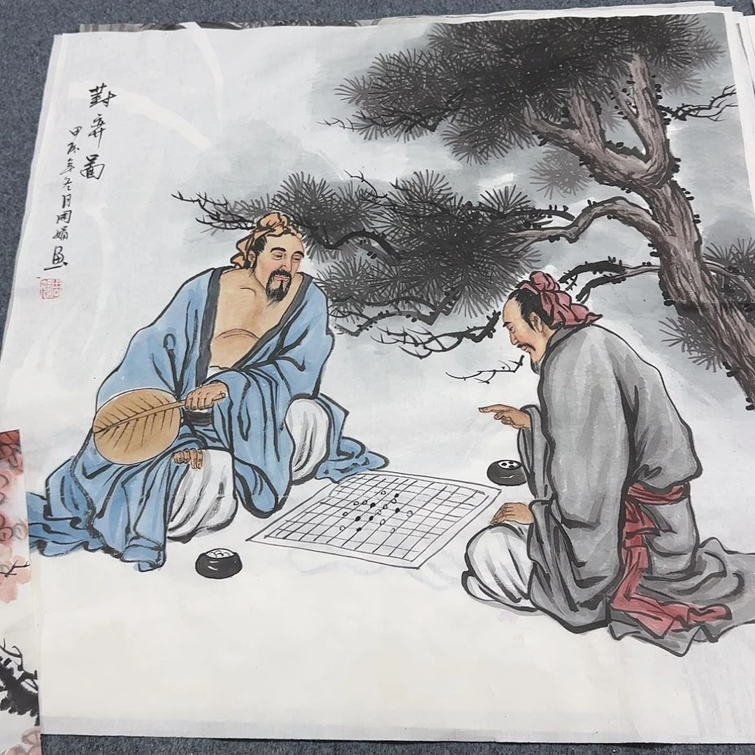 国画尺寸70X70手绘作品