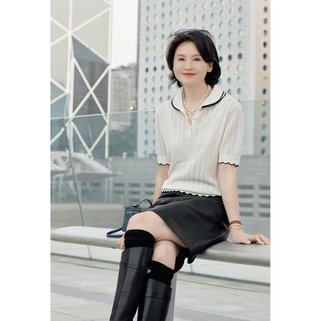 我是摩羯 圆梦领艾草棉德国stoll14针镂空肌理双层领秋针织衫