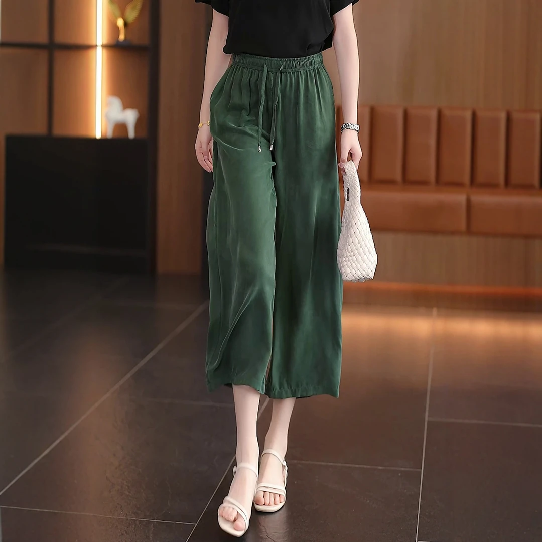 铜氨丝遛弯裤2025新款夏季女士今年流行的爆款裤子韩系时尚阔腿裤