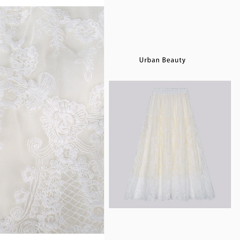 时尚蕾丝网纱裙半身裙半裙中长裙高腰显瘦a字裙夏季百搭DF2279