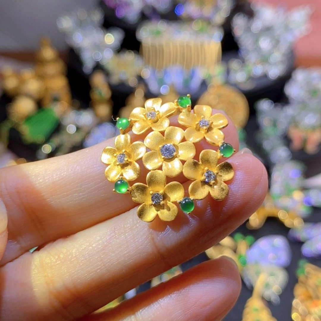 吊坠(不含链)银S925镶嵌翡翠