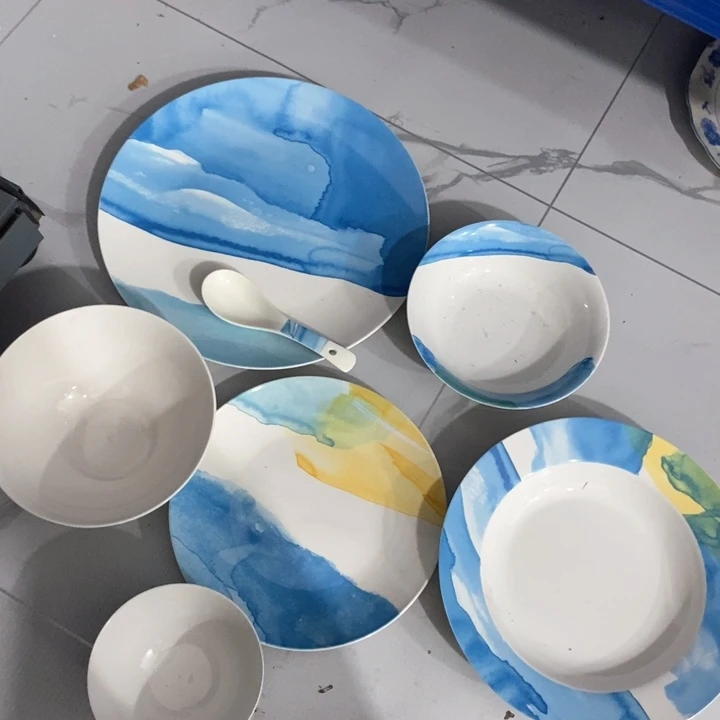 瓷片磁州窑梧桐树餐具七件套