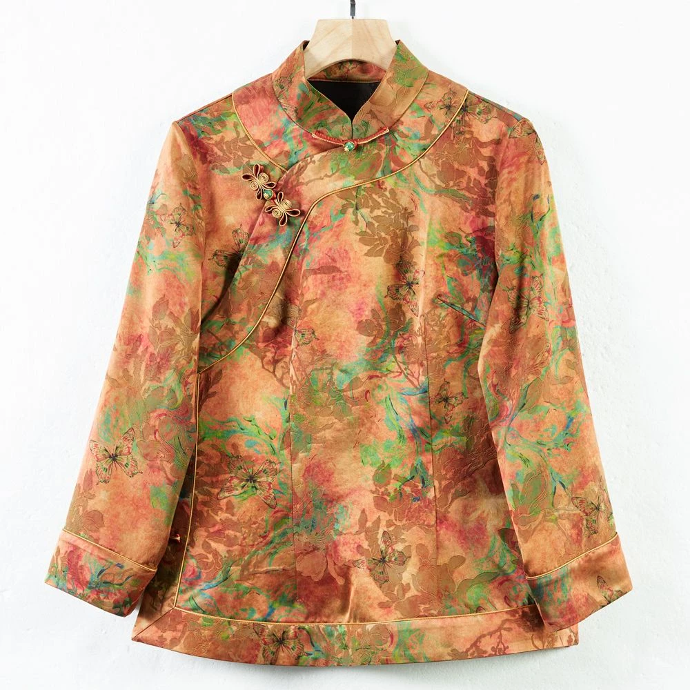 华族经典【250911T】秋款重缎香云纱斜襟正肩立领国风唐装上衣