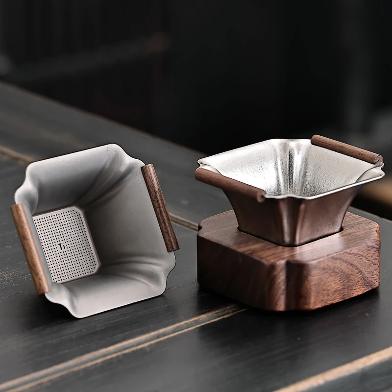 纯钛茶漏千孔设计超细茶叶过滤网中式复古高档茶具配件简约新中式