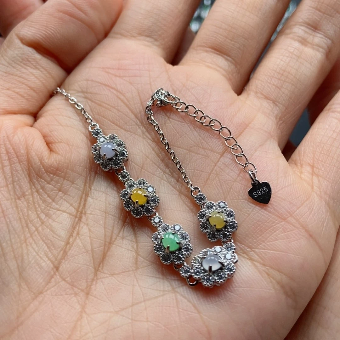 翡翠银S925镶嵌耳饰富*乐翡翠首饰