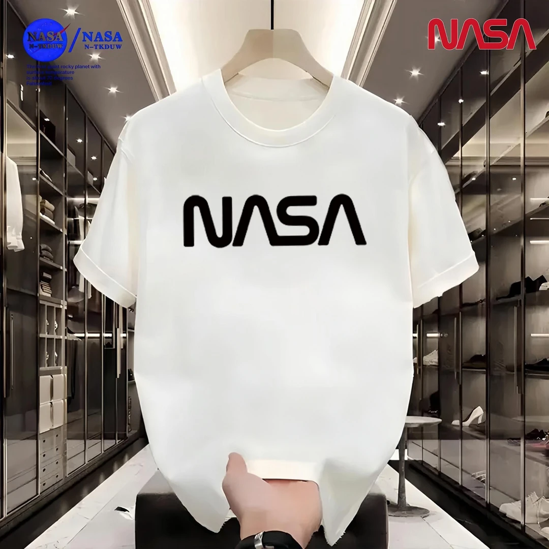 D16NASA联名重磅T恤男女同款时尚百搭圆领t恤短袖【黑白NASA】A-02
