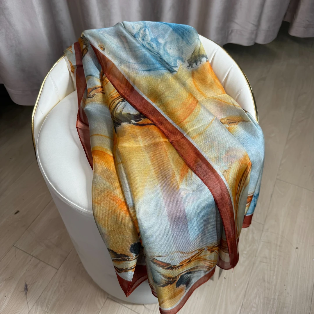 【日落归山海】180*110新款方巾尺寸女丝巾AS1244