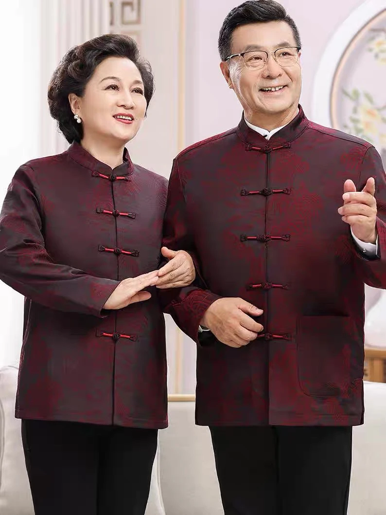 唐装爸爸夹克秋冬款中老年男装中国风汉服老人衣服爷爷外套爸爸装