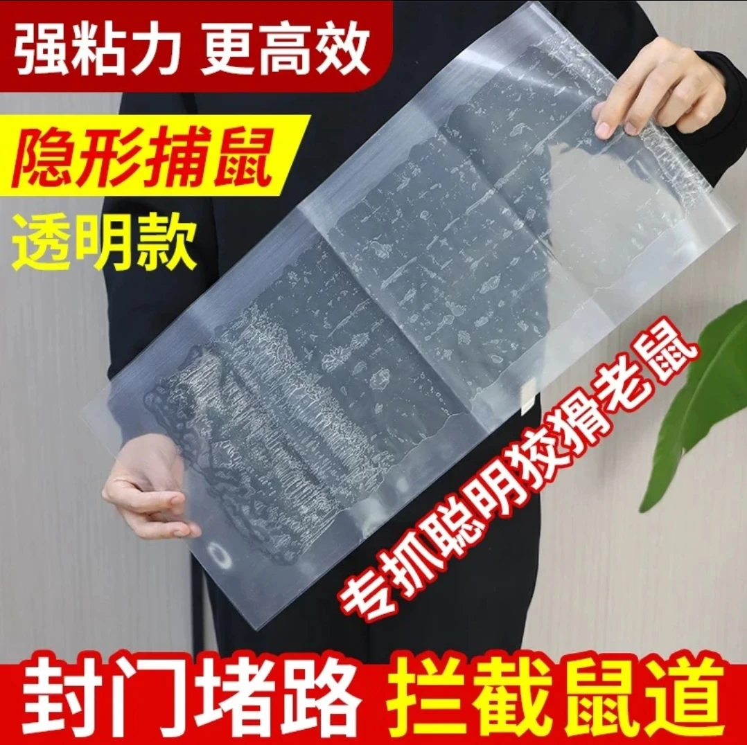 透明老鼠贴家用粘鼠板强力胶粘抓老鼠一窝端透明魔毯粘鼠毯粘鼠板