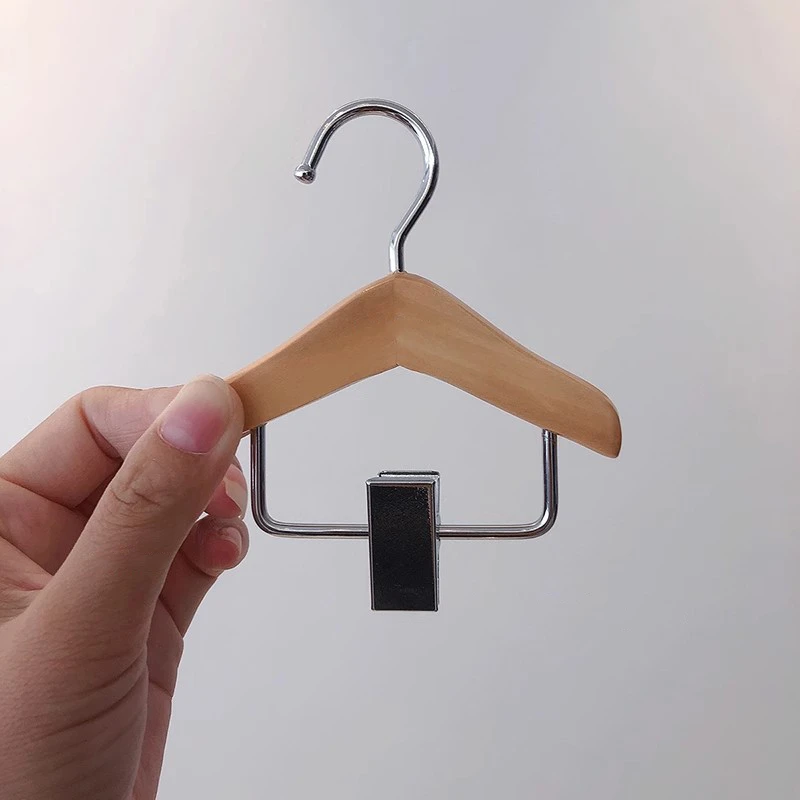 复古迷你可爱小衣架防滑宠物木衣架家用夹子宠物店猫狗小衣挂无痕