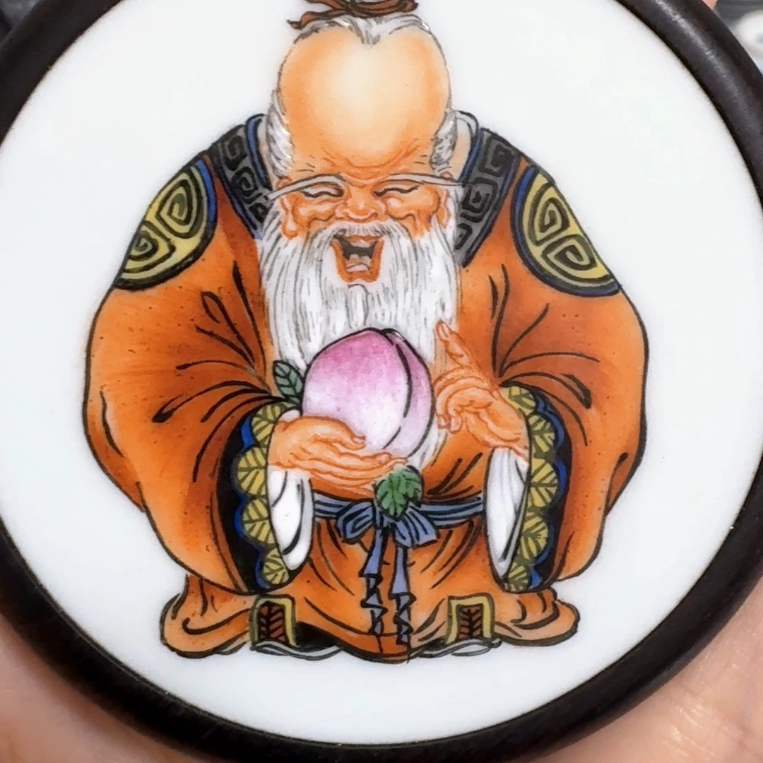 玉***人瓷片寿财神南极一个