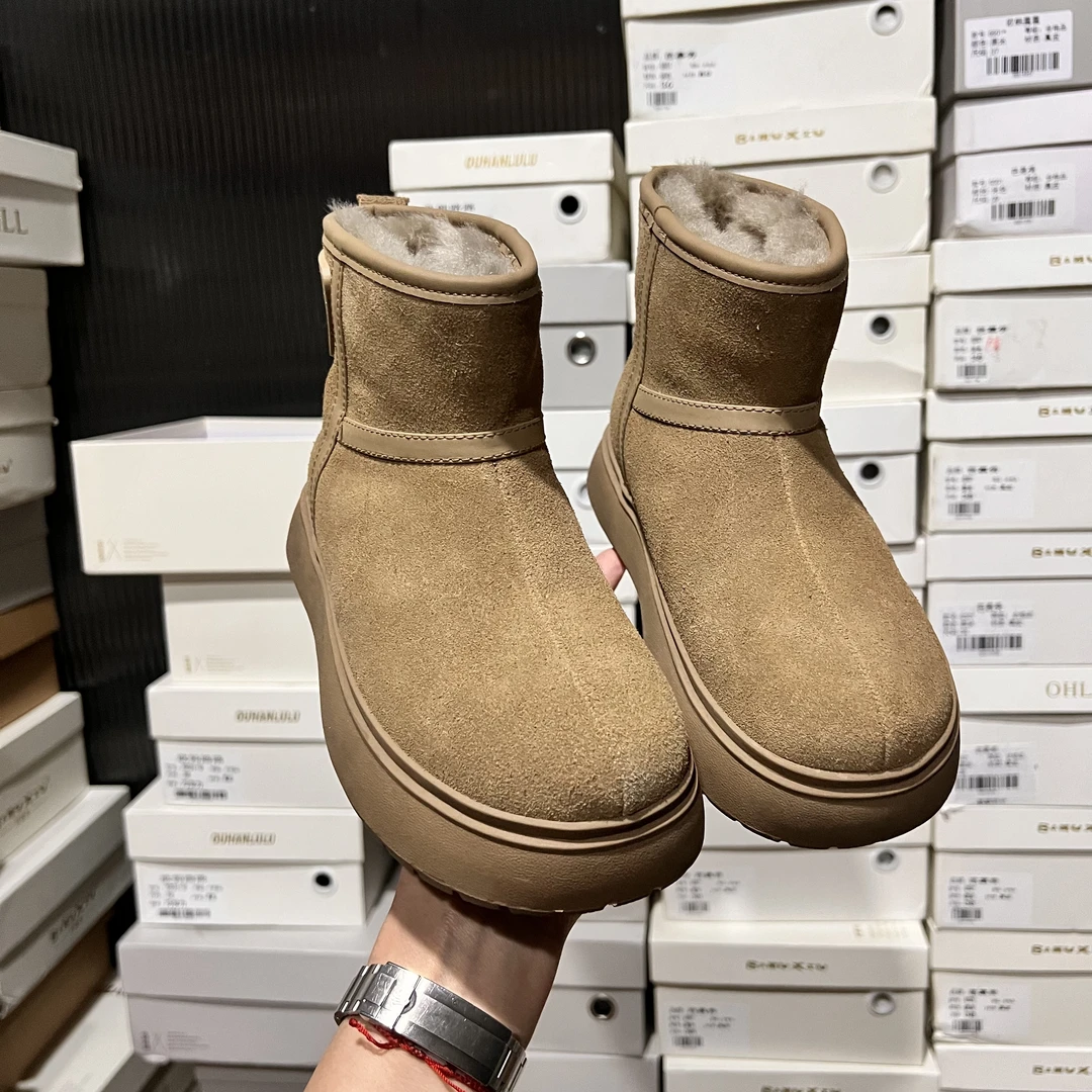 木岸【三角标雪地靴】MUAN定制厚底增高雪地靴面包鞋LL-6619