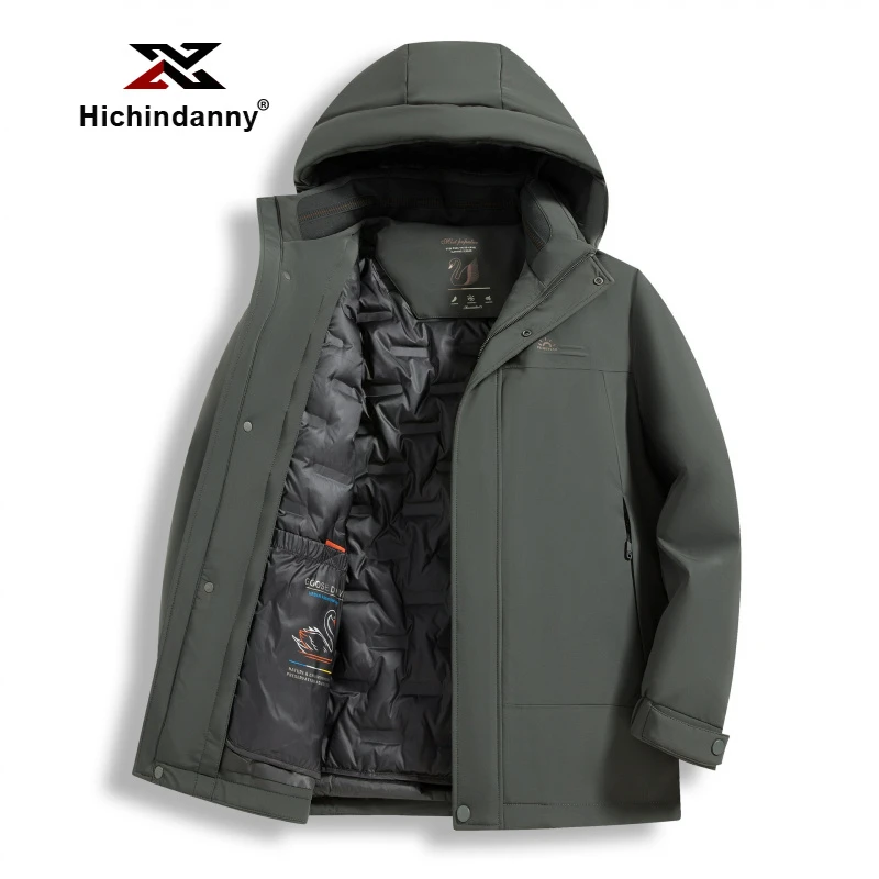 HICHIN男士羽绒服冬季商务休闲可拆卸鹅绒内胆加厚保暖抗寒外套