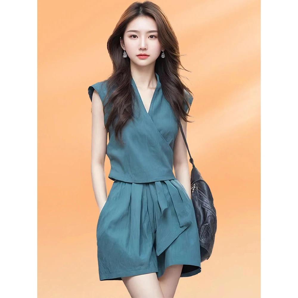 纯棉小众背心短裤女神套装2025年夏季新款气质端庄时尚减龄两件套