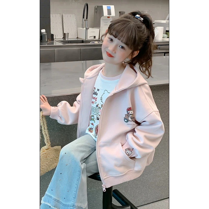 女童卫衣外套开衫洋气潮春装儿童秋季春秋款小女孩上衣时尚中大童