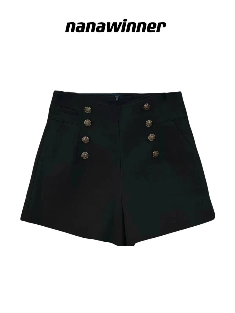 nanawinne-【巴曼】双排铆钉口袋短裤