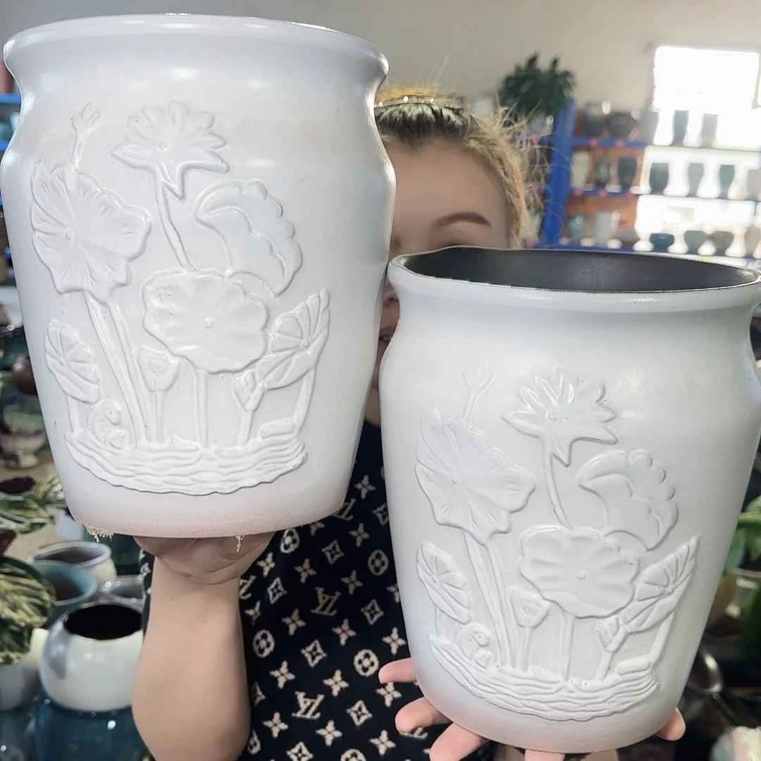 紫砂花盆高24口19