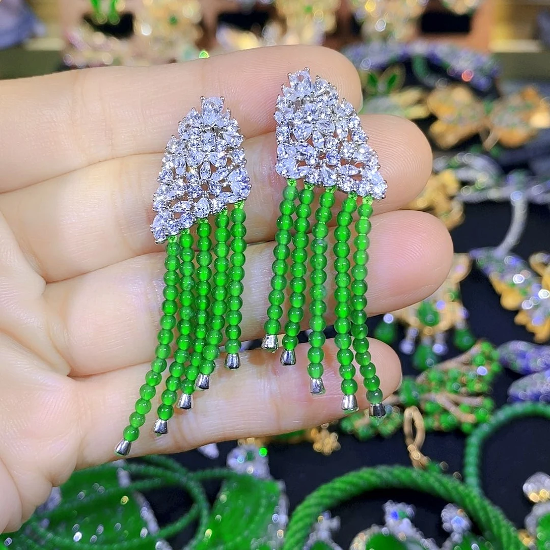 吊坠(不含链)银S925镶嵌翡翠