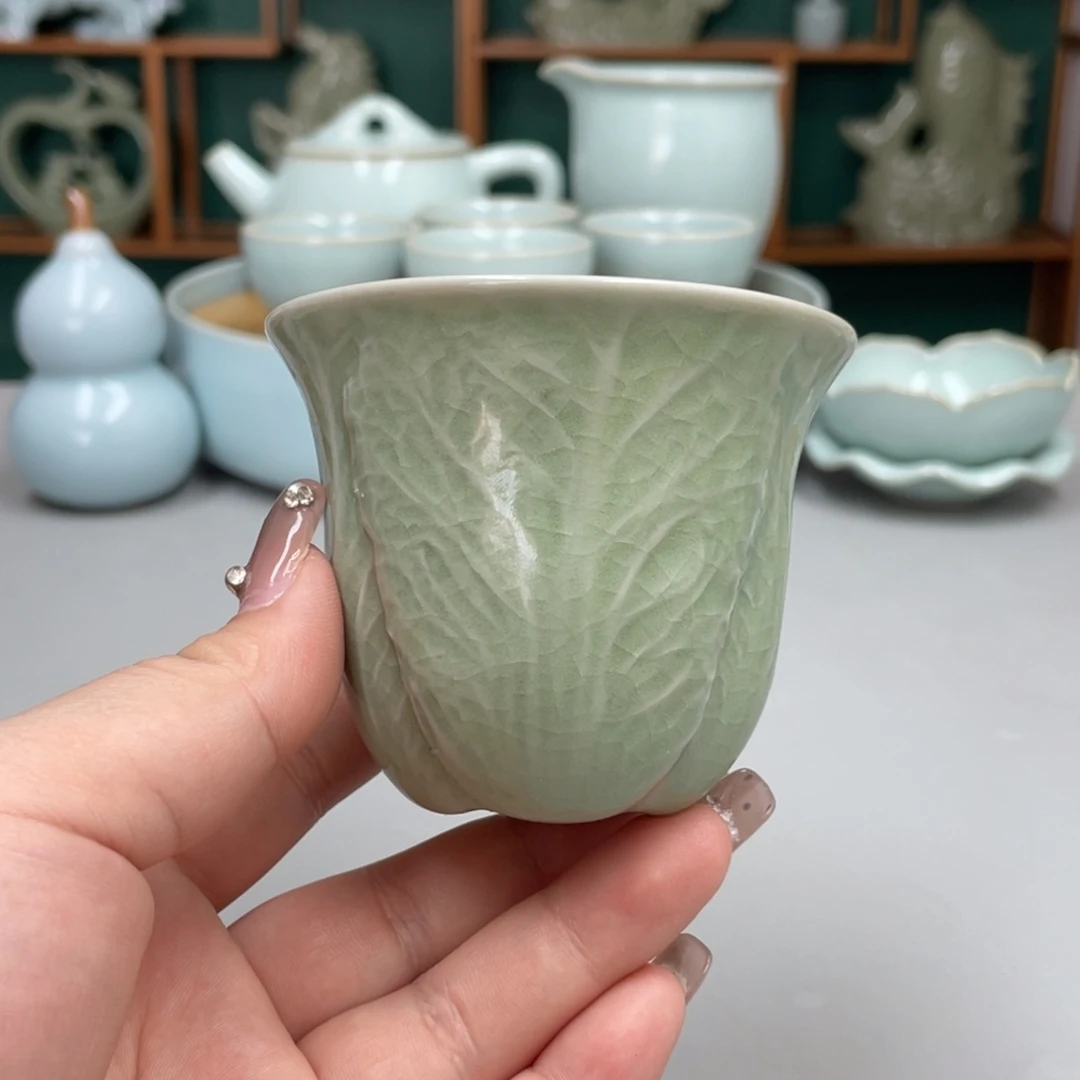 瓷豆绿百财杯带礼盒赵琳老师