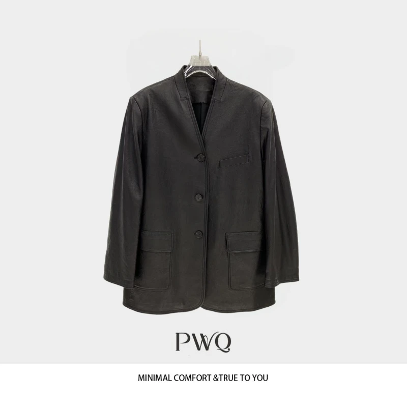 【旺角】皮衣外套土耳其小羊皮西装款单排扣气场WQ-259032-QP