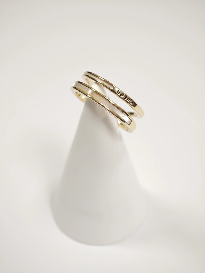 铜镀真金玻璃手链 吉星真金电镀镂空双层开口时尚气质轻奢食指戒