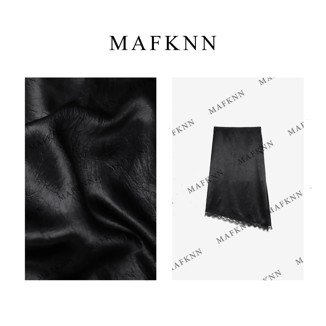 MAFKNN/玛肯时尚休闲简约纯色百搭夏季蕾丝边半身裙MK12737