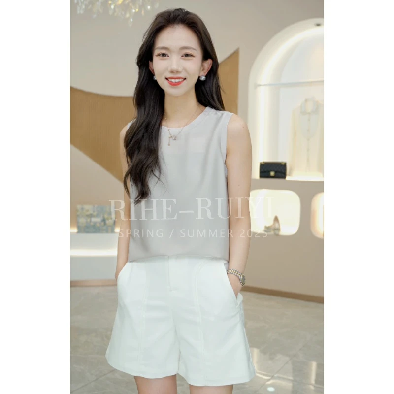 R H  【彩虹糖】2025新款圆休闲气质桑蚕丝简约显瘦打底背心H622166