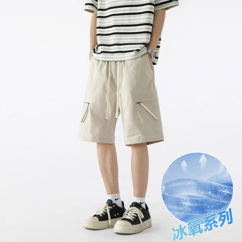 夏季男士运动短裤潮牌工装直筒宽松休闲五分裤百搭拉链口袋短裤