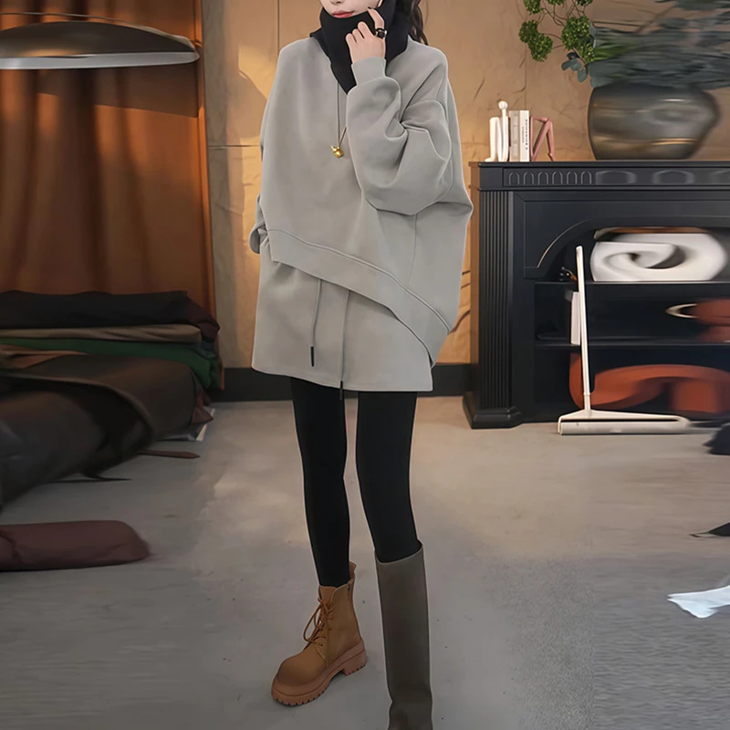 7125高级感时尚套装女秋冬休闲纯色慵懒风加厚减龄两件套装