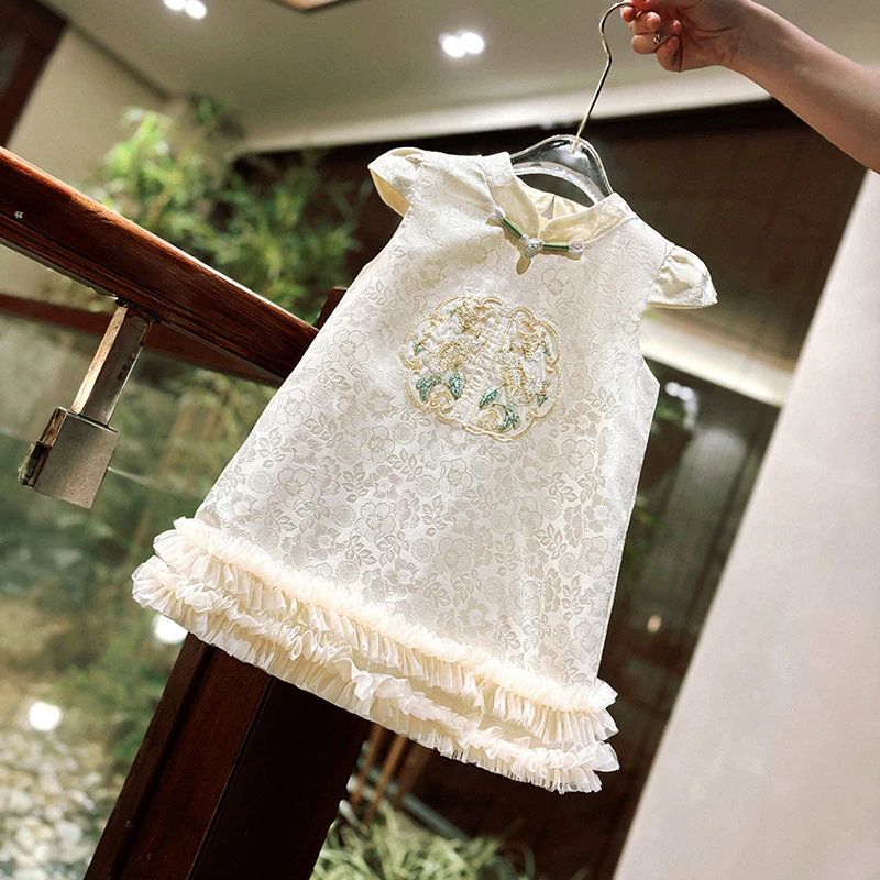 女童旗袍新中式夏国风生日宴抓周一岁婴儿童公主裙周岁女宝宝礼服