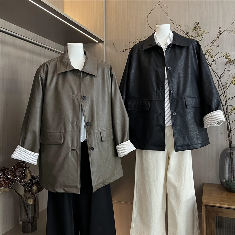 2025春秋新款皮衣女复古短款酷飒风高级感休闲韩系黑色小个子机车