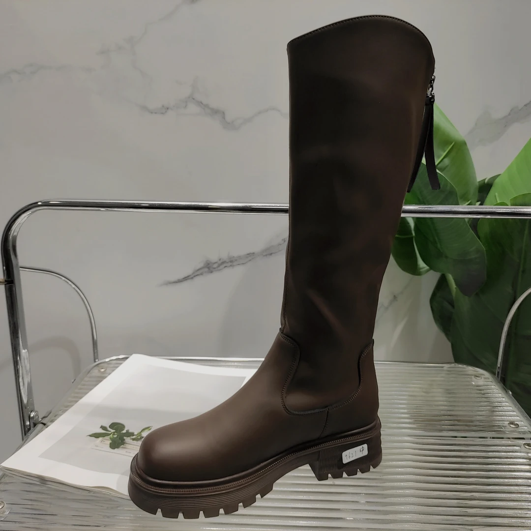 秋冬新款瘦瘦靴显瘦小个子v口骑厚底粗跟长靴9621(加绒)