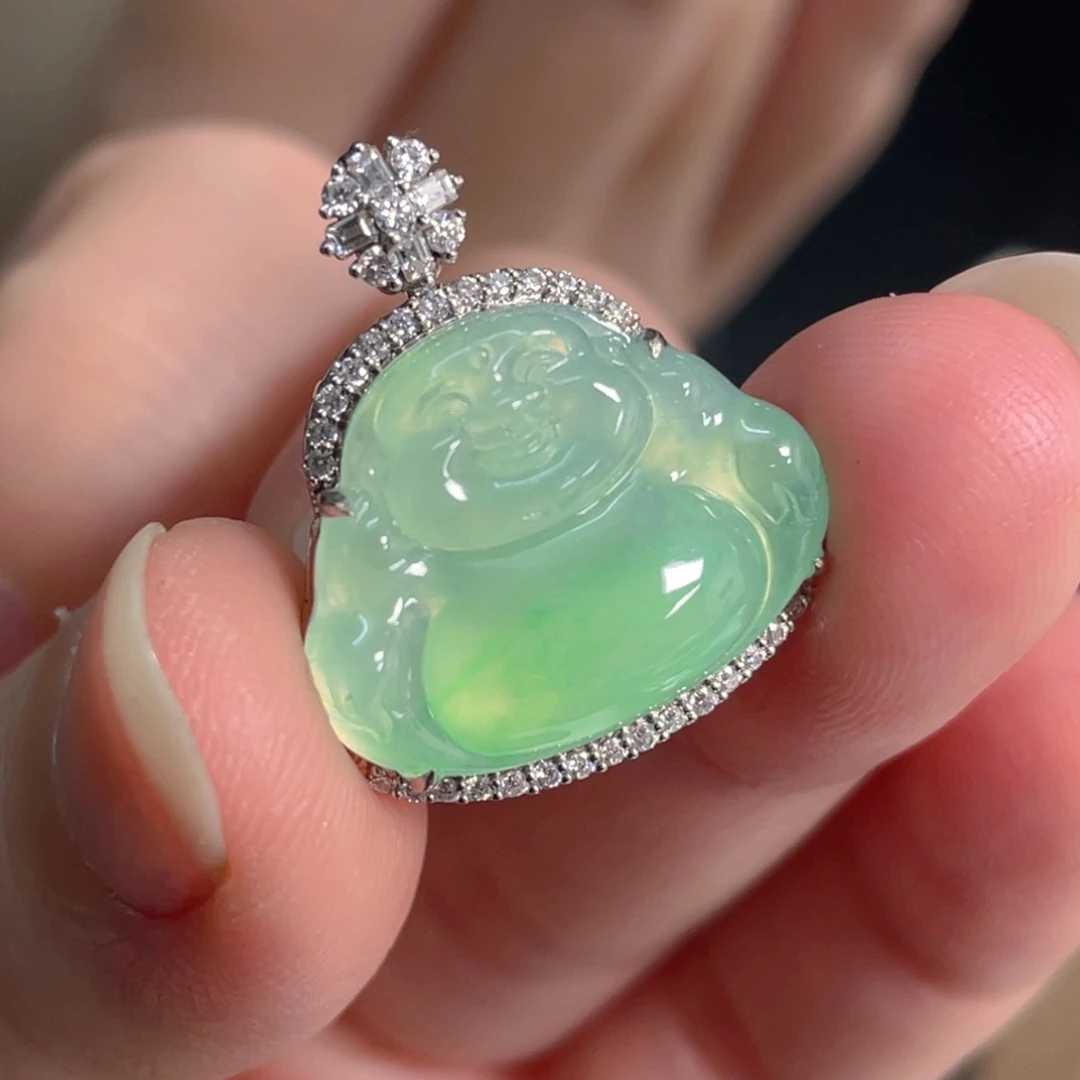 翡翠18K金镶嵌吊坠(不含链)