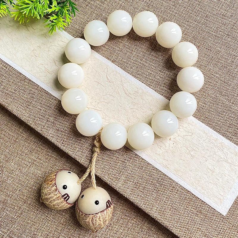 【两小无猜】精工高抛菩提根手串雕刻小可爱手链男女文玩菩提
