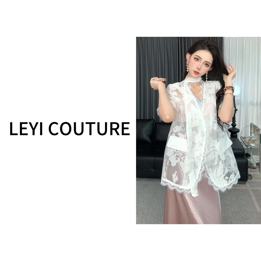 【 LEYI COUTURE】畑畑2025高端气质蕾丝短袖