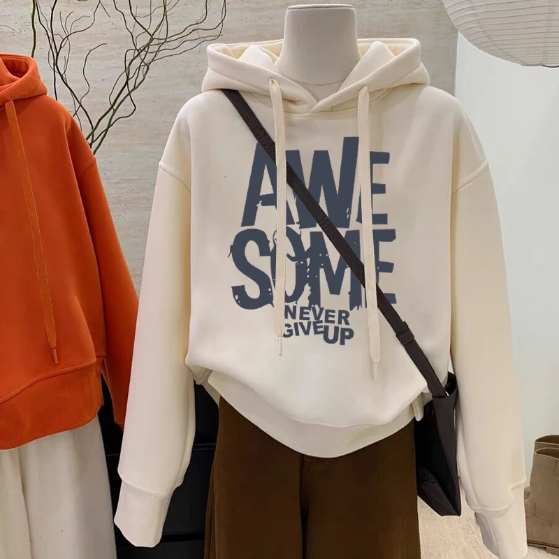 设计感小众秋冬新款2025加绒加厚套头连帽卫衣女短款宽松韩版外套