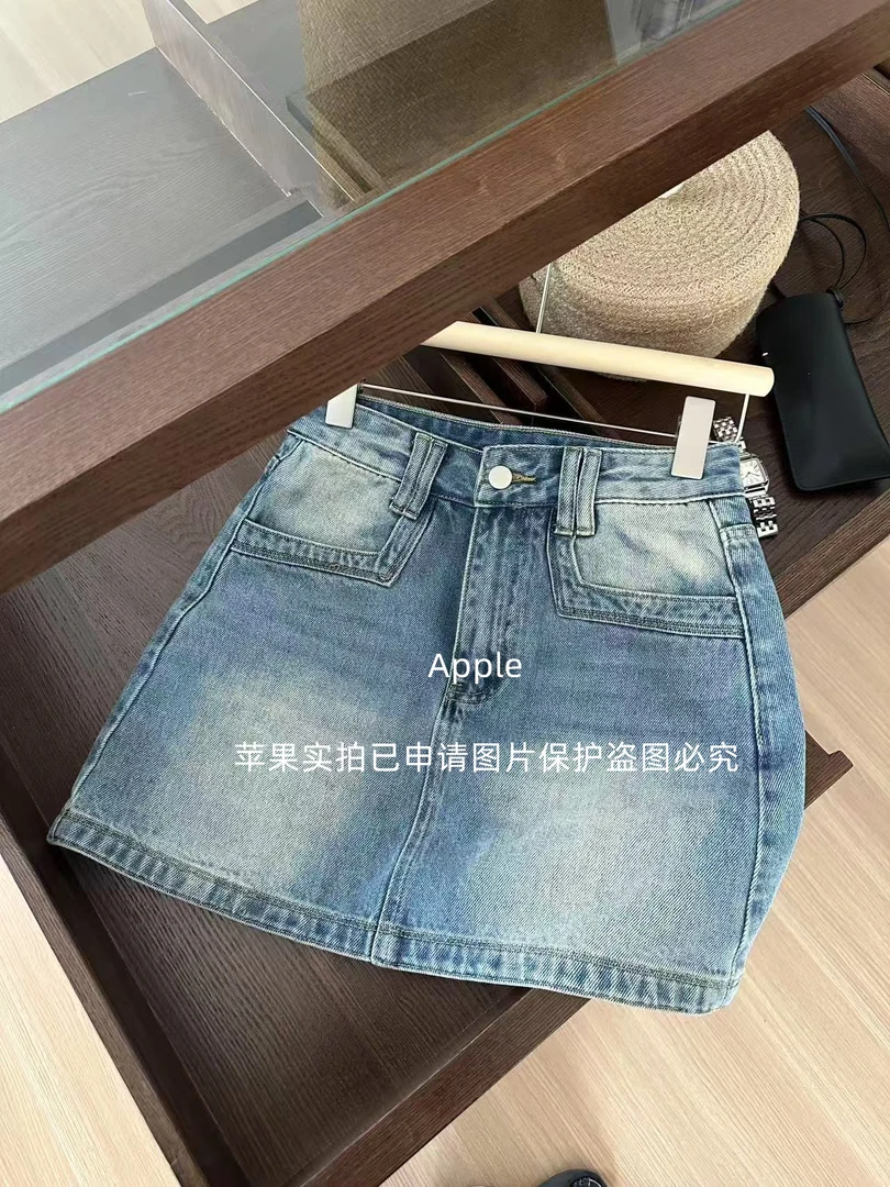 【苹果推荐 】春季新款百搭时尚水洗休闲牛仔短裙(有内衬)